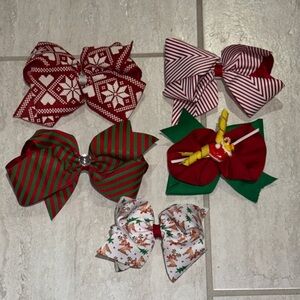 Boutique Hair Bow lot or bundle of Festive Christmas Holiday themes